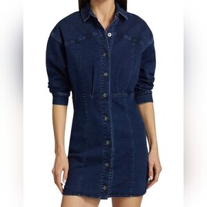 Free People Amber Stretch Denim Minidress In Dark Indigo Size 10 NWOT